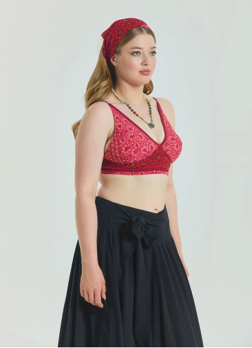 Lace Up Open Back Adjustable Red Plus Size Blouse 4660